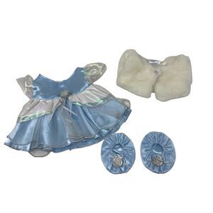 BABW Blue Fancy Formal Princess Dress Shoes White Fur Coat Build A Bear